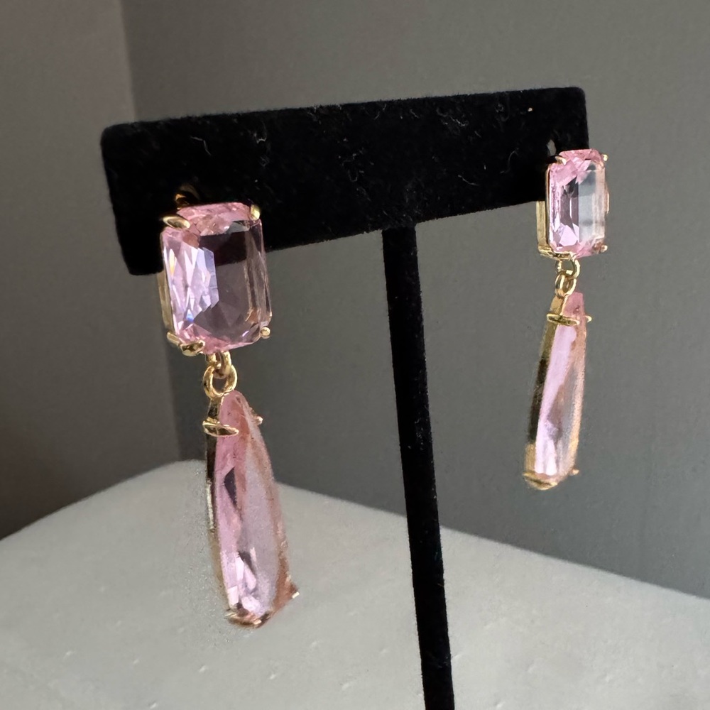 Elegant Pink and Gold Drop Earrings